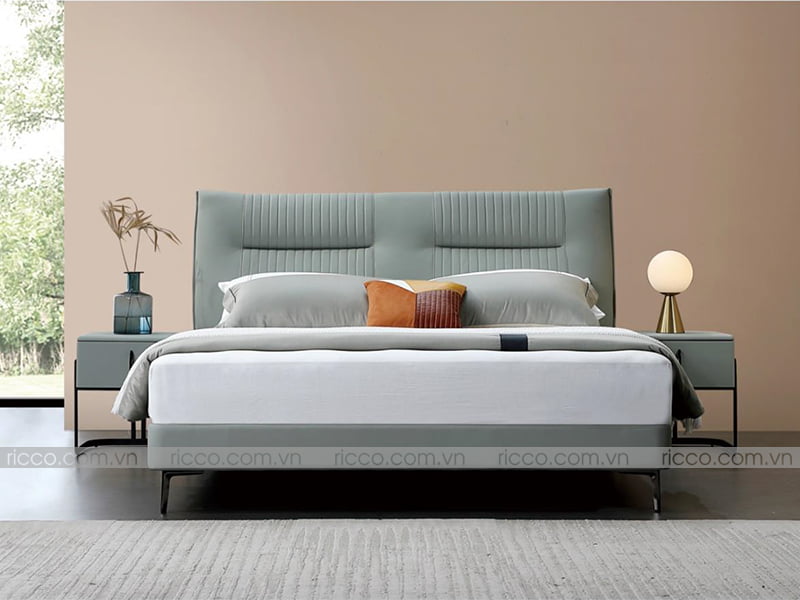 Giường ngủ hiện đại với màu ghi