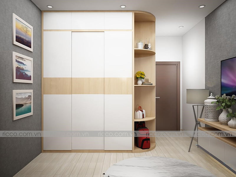 Tủ quần áo 3 cánh cửa lùa bằng gỗ