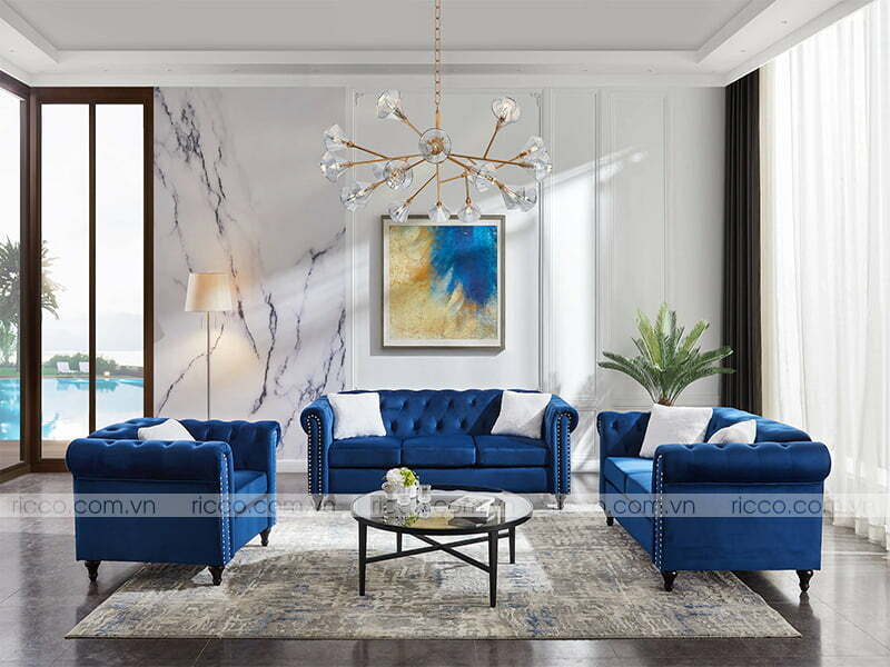 Sofa màu xanh dương