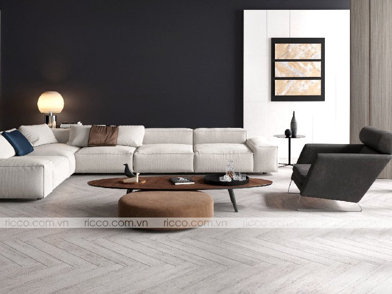 gạch lát nền đẹp 2023 vân gỗ màu xám nhạt