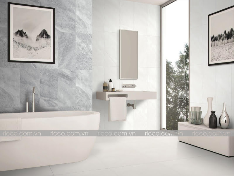 cách phối màu gạch ốp lát cùng tông sáng màu