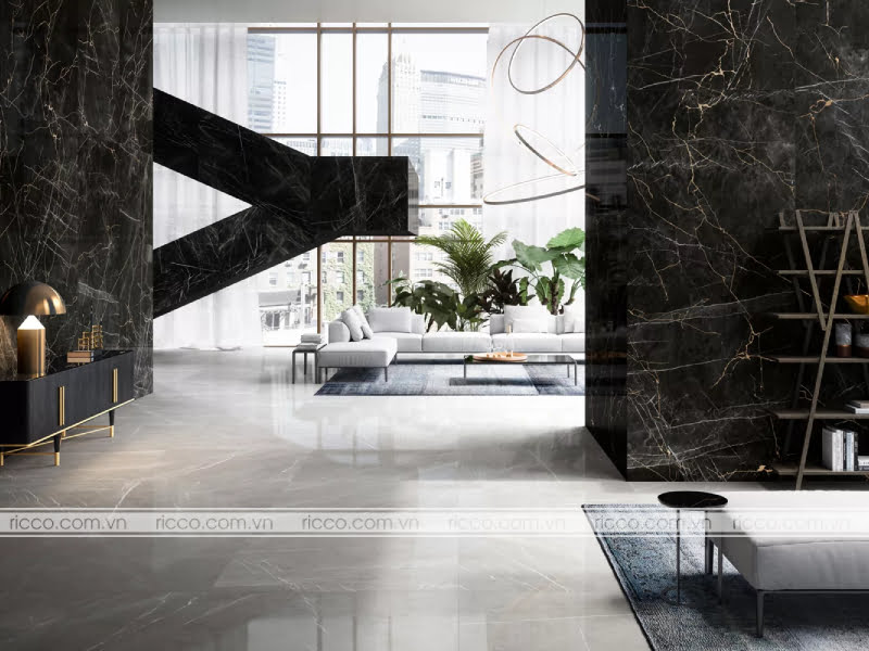 phối màu gạch ốp tường và gạch lát nền cùng tông hoặc nghịch tông