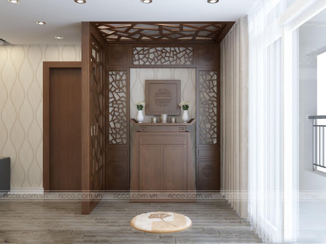 mau vach ngan phong tho voi phong khach go tu nhien ket hop go cong nghiep cat cnc