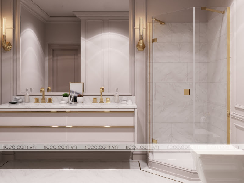 gach op lat phong tam mau trang phong cach tan co dien