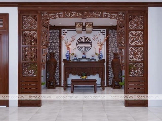 thiet ke vach ngan cnc phong tho voi hoa van dep