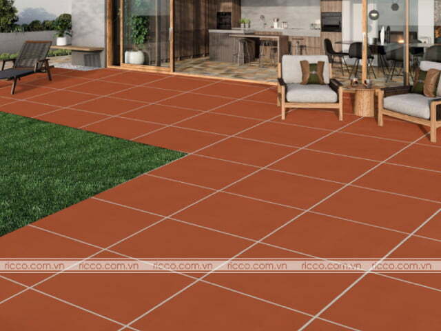 mẫu gạch đỏ lát sân 60x60