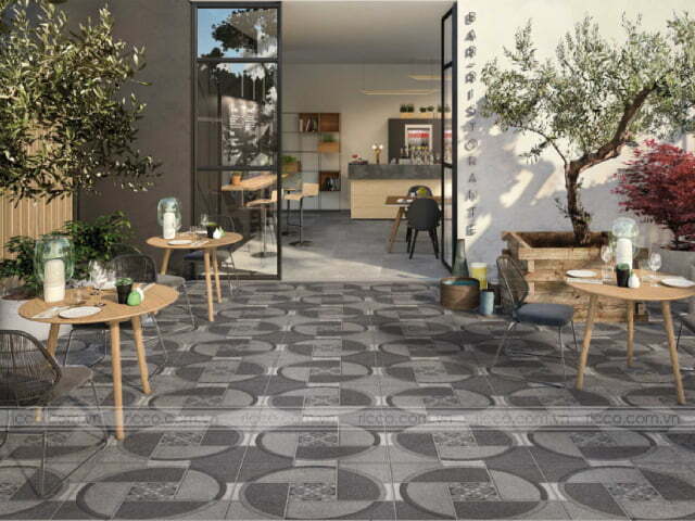 gạch lát sân tone màu xám