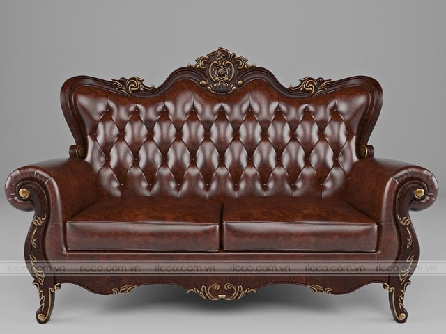Ghế sofa đơn cổ điển da tự nhiên