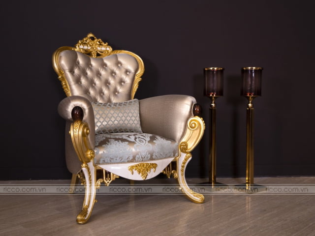 Ghế sofa đơn cổ điển dát vàng