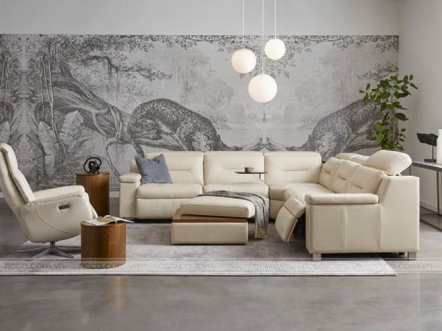 Sofa da phòng khách đẹp tại Hải Dương