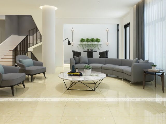 gạch lát nền giả đá màu kem 80x80