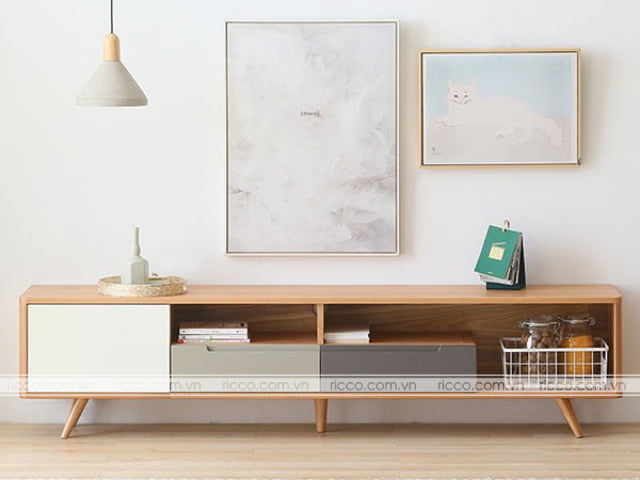 Mẫu kệ tivi gỗ MDF thiết kế đơn giản, tinh tế