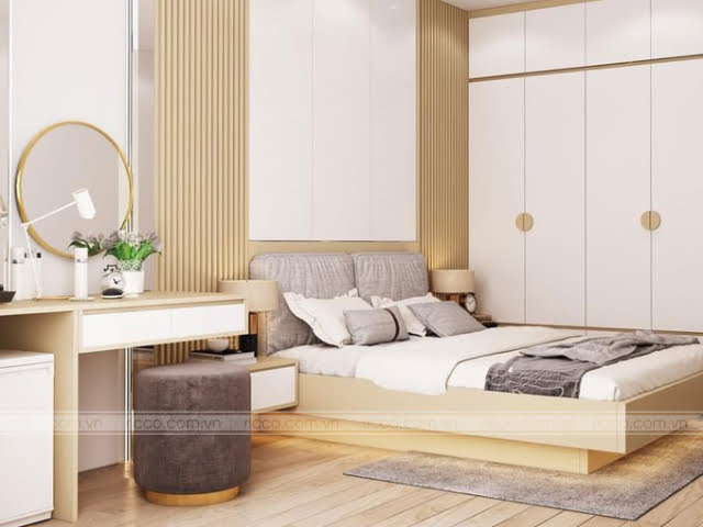 Bàn trang điểm làm bằng gỗ công nghiệp có kiểu dáng rất đa dạng