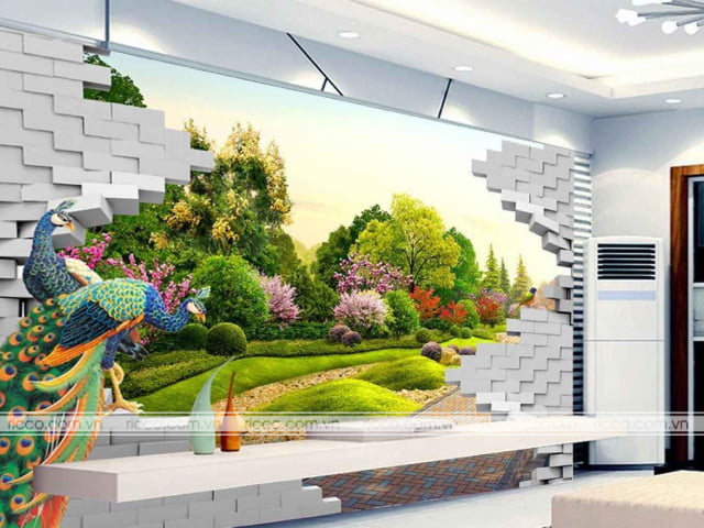 Mẫu gạch 3D trang trí ấn tượng cho phòng khách