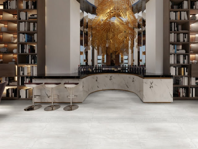 Gạch kích thước 800x800mm của Đồng Tâm mã 8080ROME002-H+ màu trắng xám, hoạ tiết vân đá