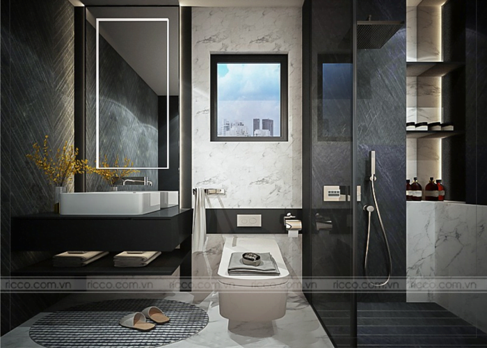 Mẫu nội thất chung cư 70m2 phòng tắm phong cách hiện đại