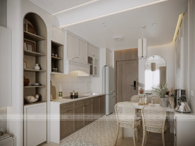 Thiết kế nội thất chung cư 2 phòng ngủ đẹp theo phong cách Country