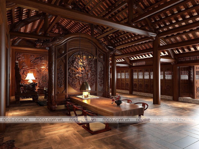 công trình nhà gỗ 3 gian