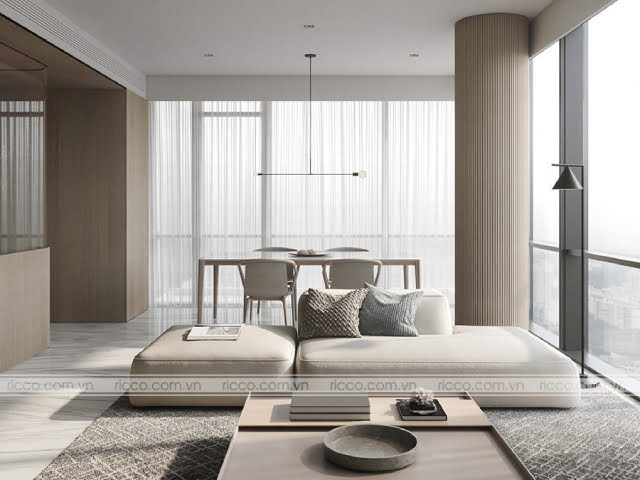 Căn hộ chung cư 2 phòng ngủ được thiết kế theo phong cách tối giản