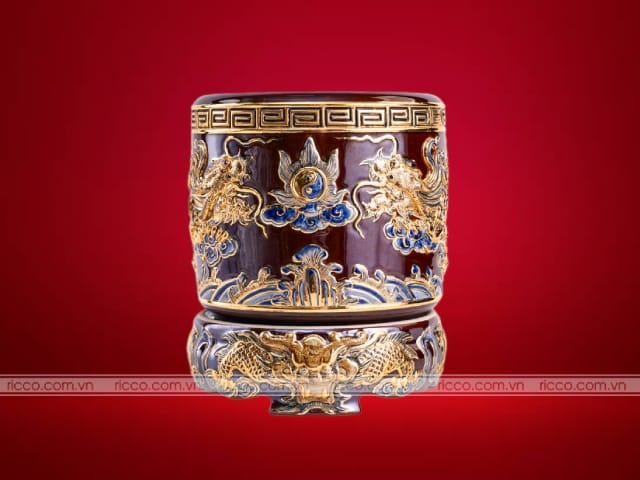 bát hương vẽ vàng 24k