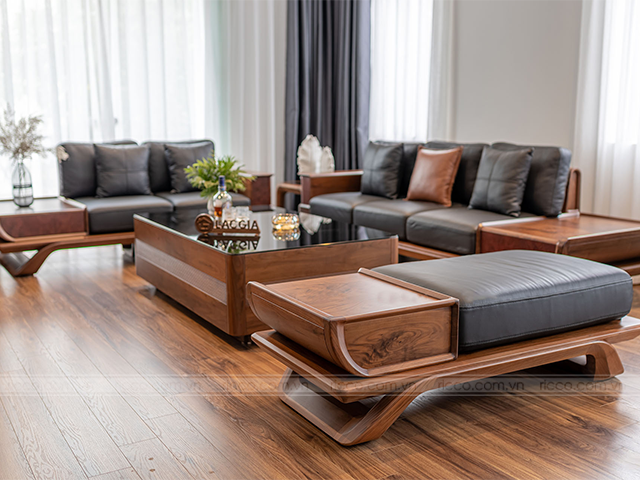 Bộ sofa thuyền gỗ sồi Mỹ