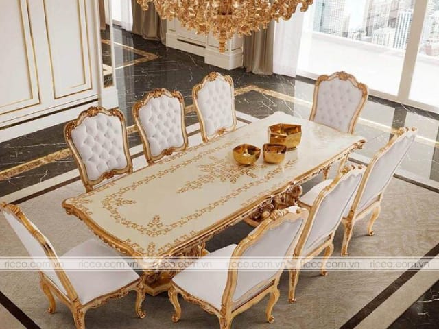 Mẫu bàn ăn 8 ghế đẹp - phong cách Tân Cổ Điển
