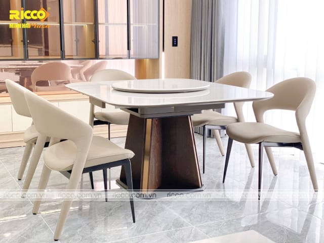 bộ bàn ăn mặt đá nhập khẩu tại Hải Dương của Ricco Minh Hải