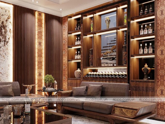 mẫu tủ rượu gỗ phòng khách